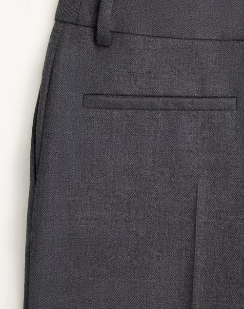 Valentino - Virgin Wool Pants - Gray Melange - Woman - Trousers And Shorts